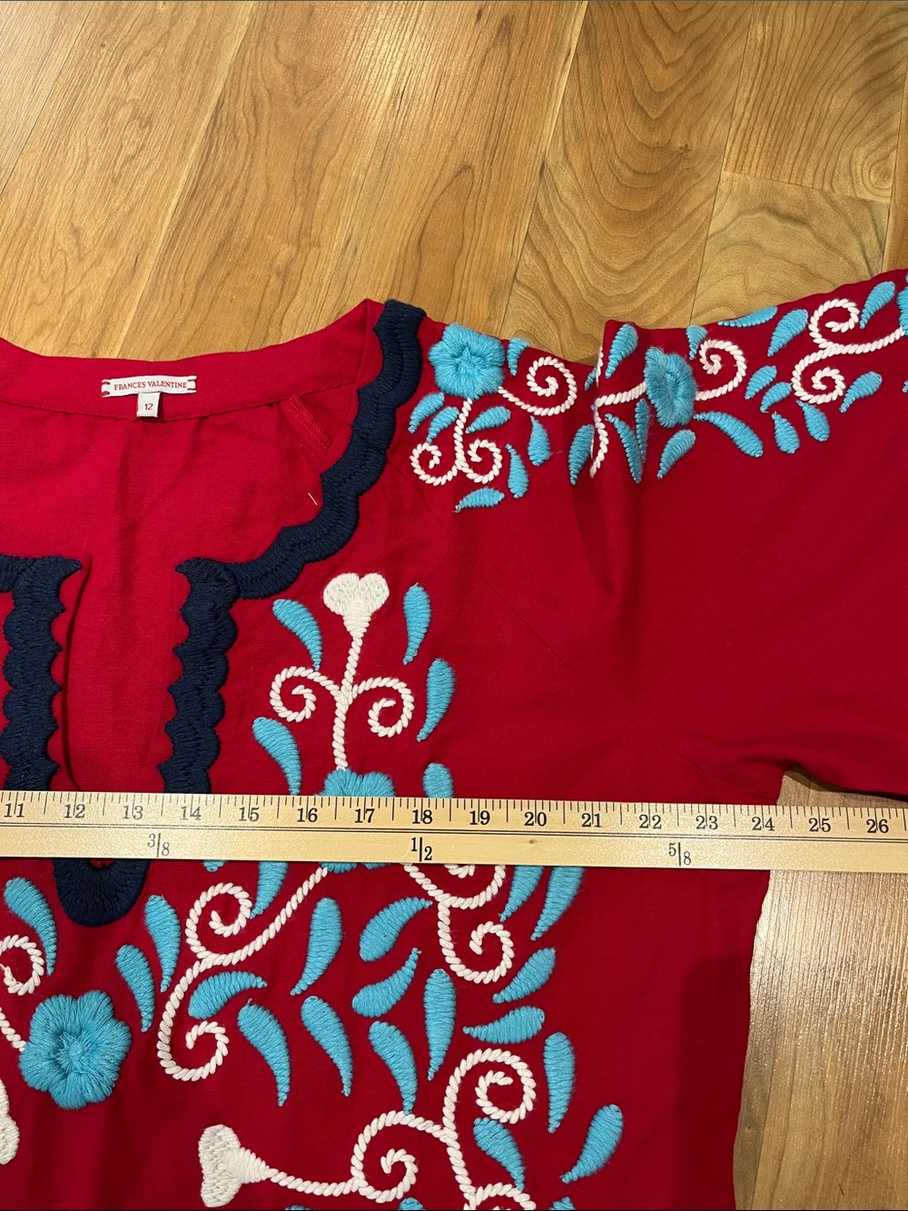 Frances Valentine embroidered charming peacock caftan deep berry navy maxi 12 - Picture 4 of 12